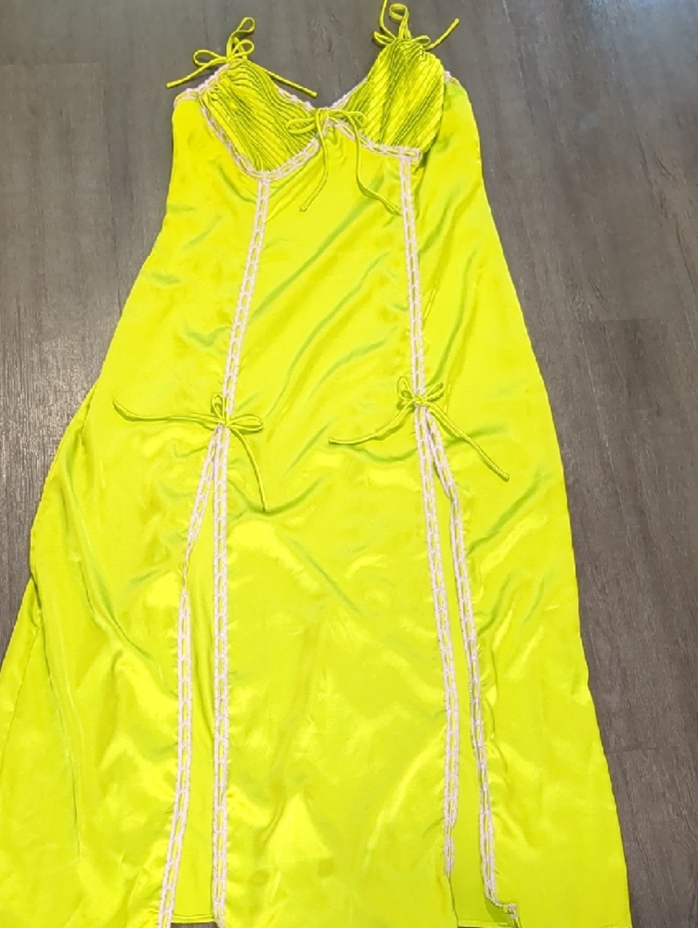 Betsey Johnson X Forever 21 Lime Green Satin Maxi Dress Plus Size - Picture 15 of 15